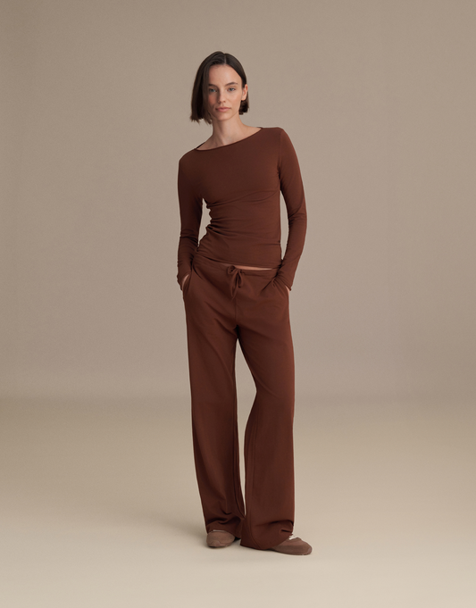 BELİ İPLİ LOUNGE PANTOLON ÇİKOLATA KAHVE