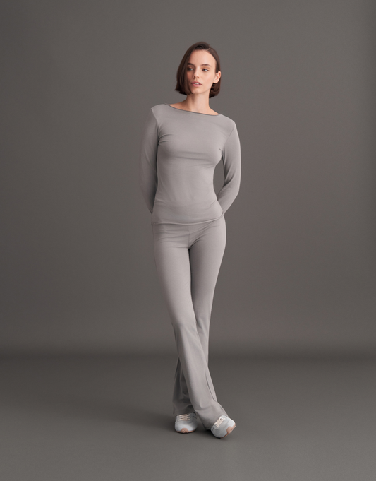 FOLD-WAIST SPANISH PANTS ASH GRAY