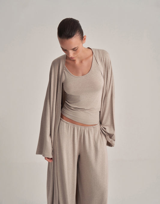 THICK STRAP TANK TOP, ECRU MELANGE