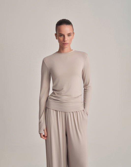 FIT KESIM UZUN KOLLU T-SHIRT TAŞ