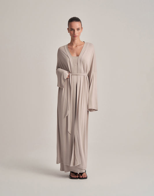 KEMERLİ KOMBİNE UZUN KİMONO TAŞ