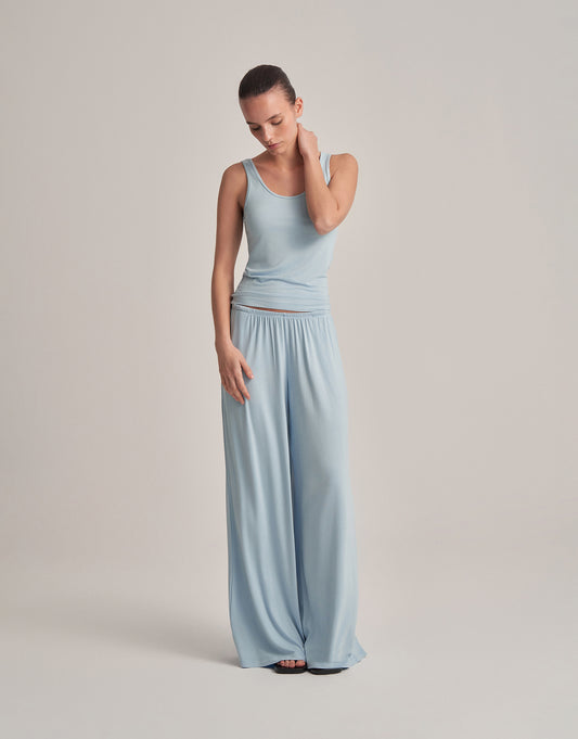 COMFORTABLE, LOOSE-FITTING PANTS, BABY BLUE