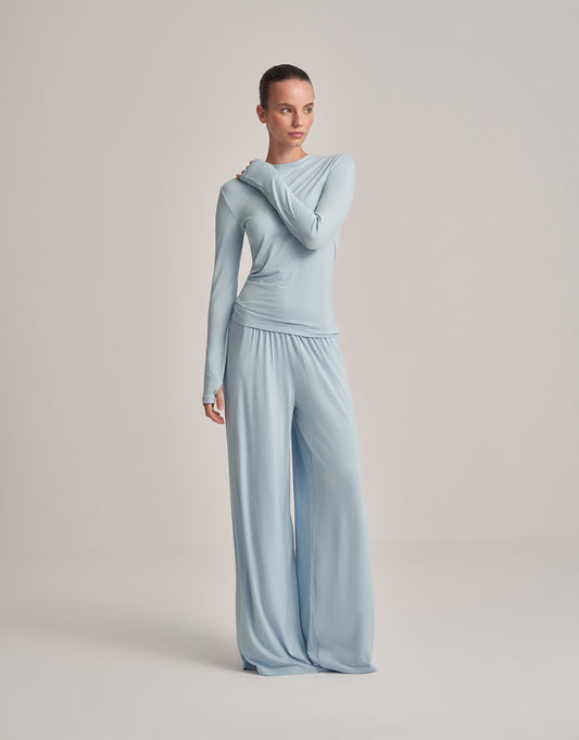 FIT KESIM UZUN KOLLU T-SHIRT BEBE MAVİSİ