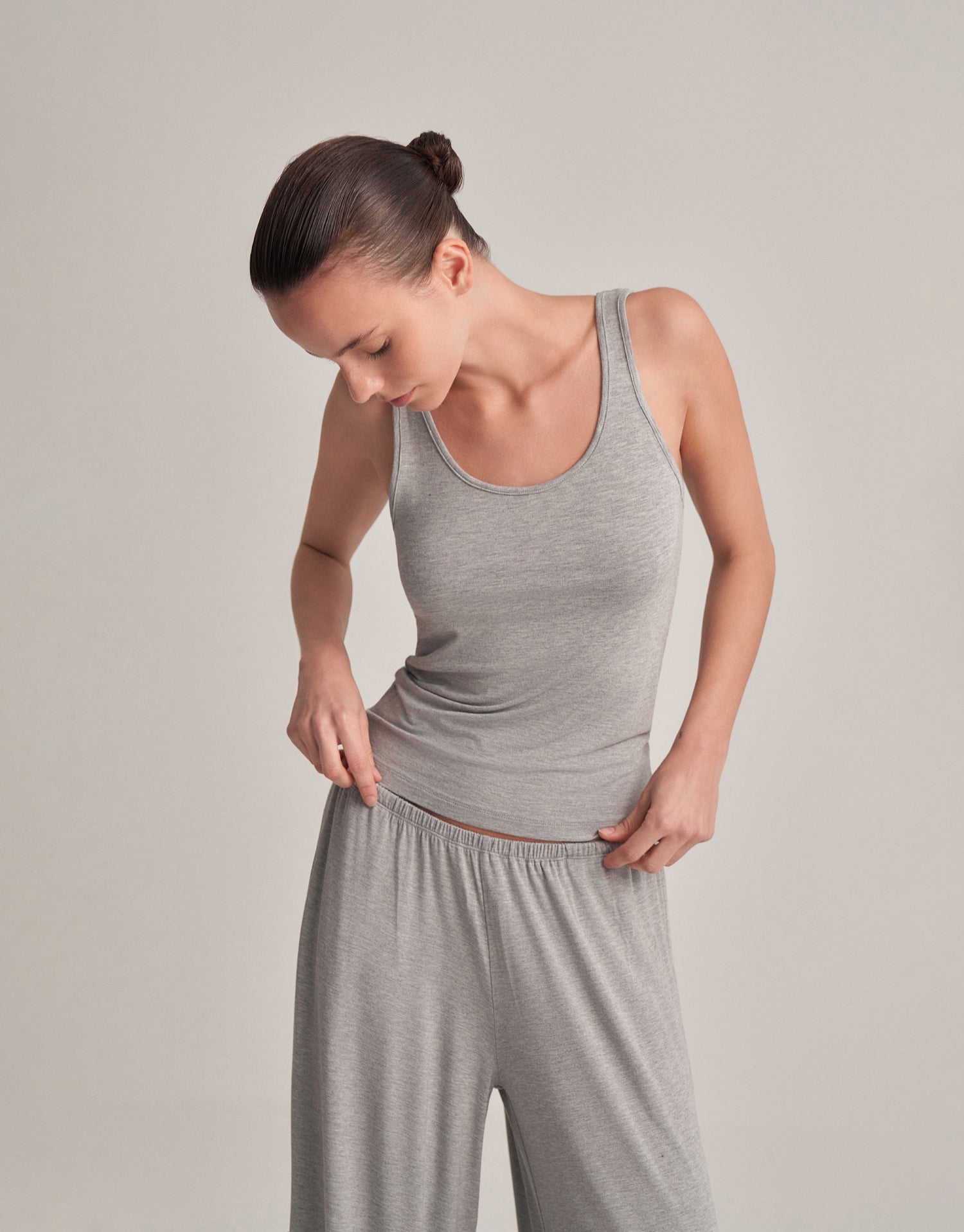 RAHAT DÖKÜMLÜ PANTOLON GRİ MELANJ