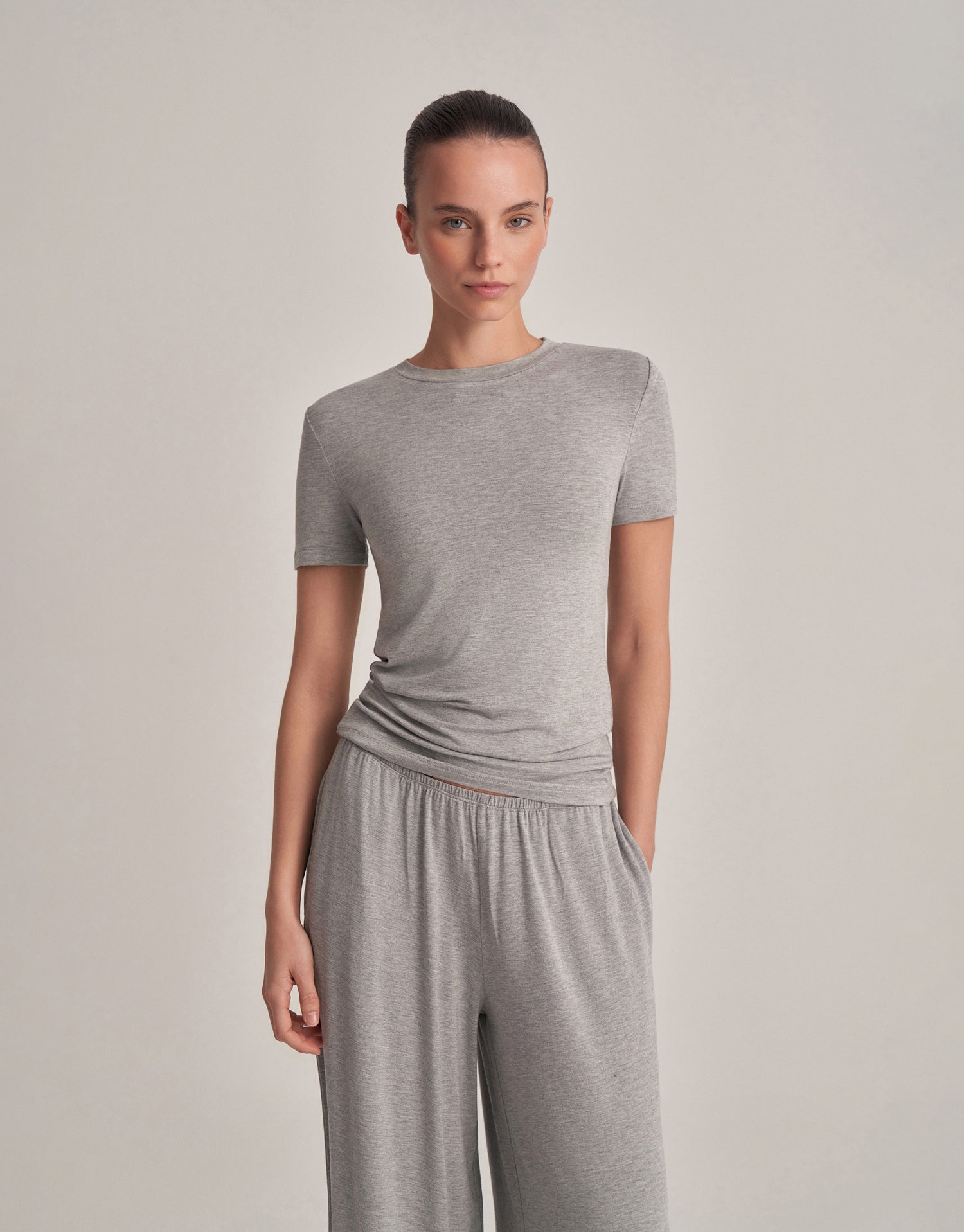 FIT-CUT SHORT SLEEVE T-SHIRT GRAY MELANGE