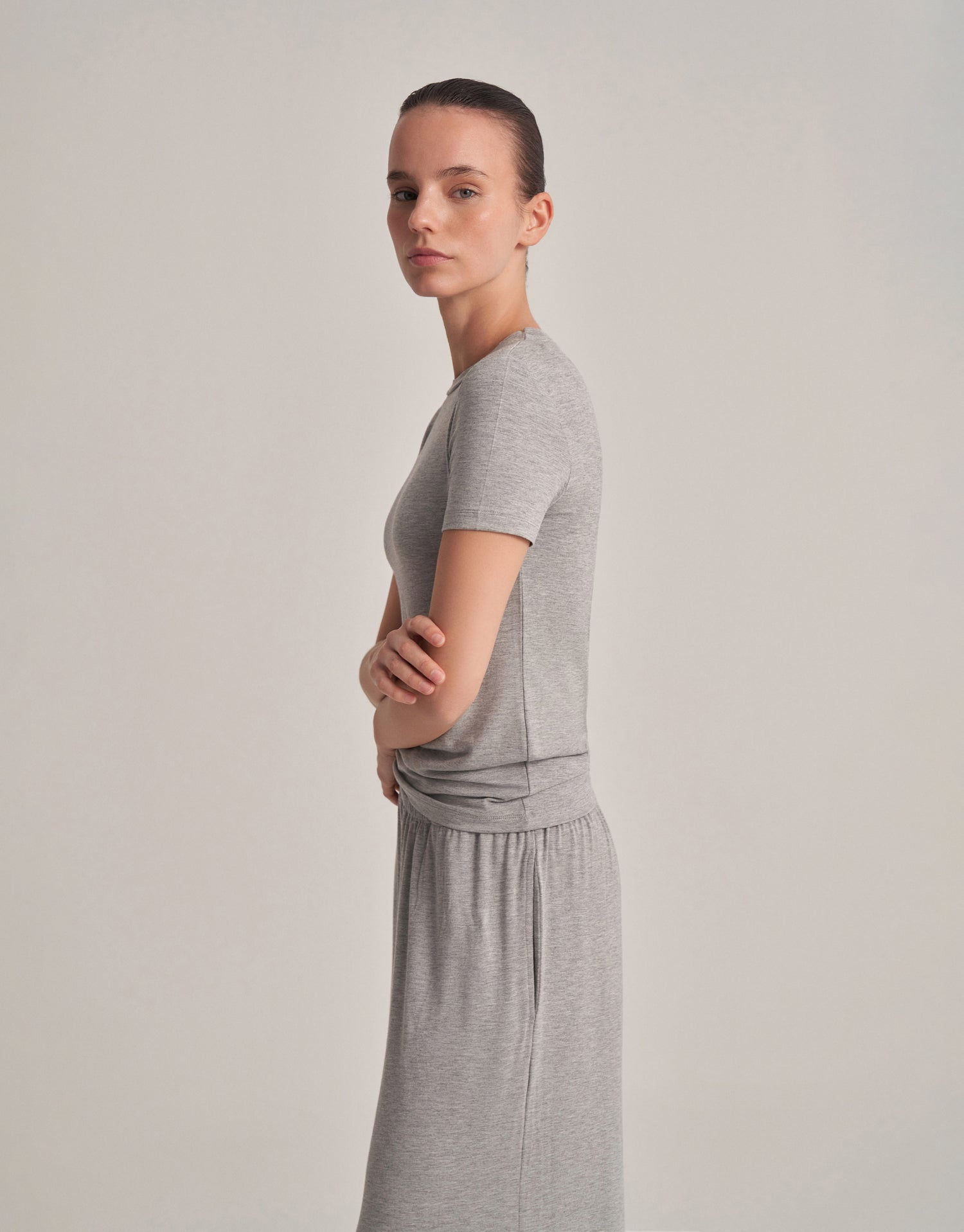 FIT-CUT SHORT SLEEVE T-SHIRT GRAY MELANGE