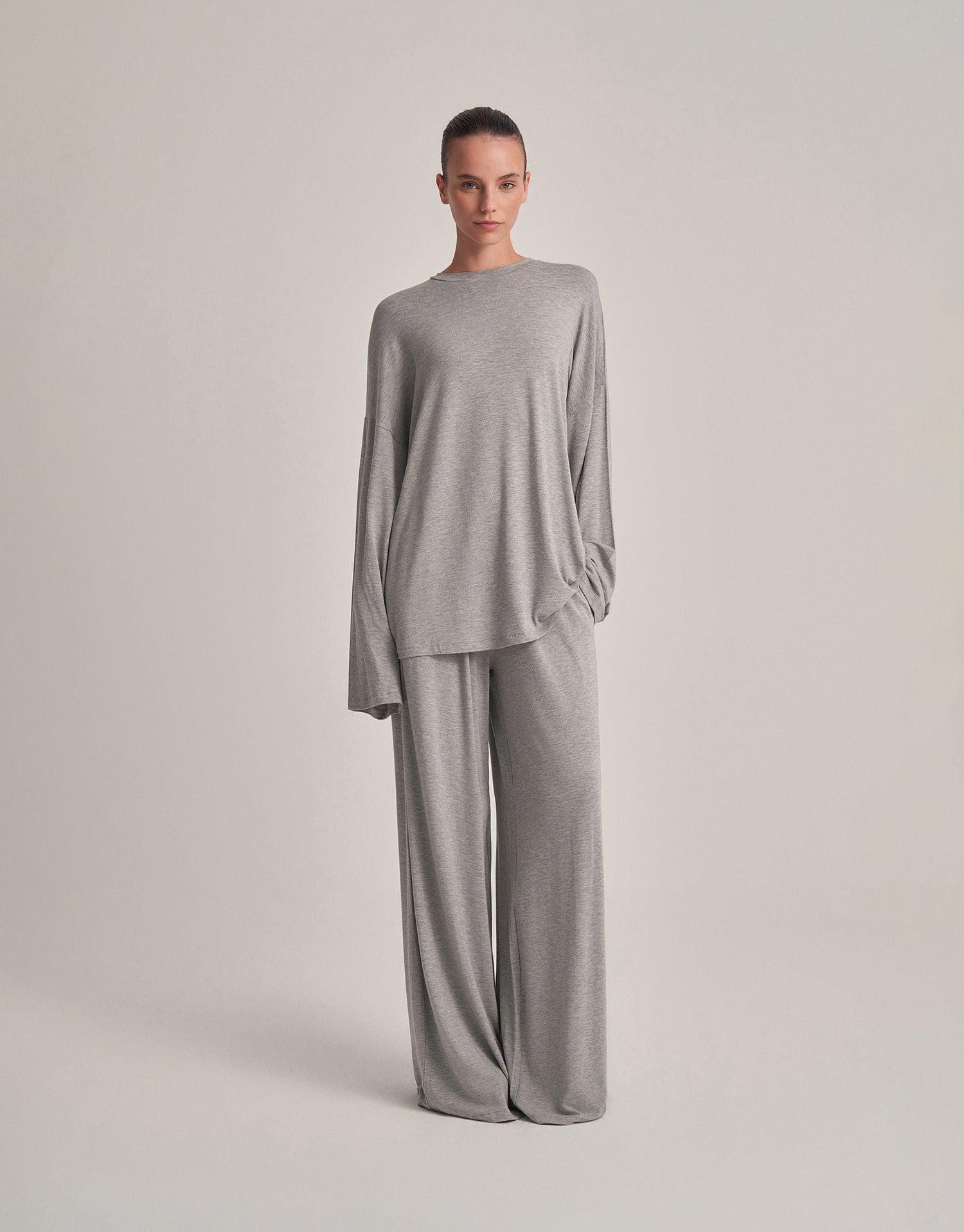 RAHAT FORMLU BLUZ GRİ MELANJ