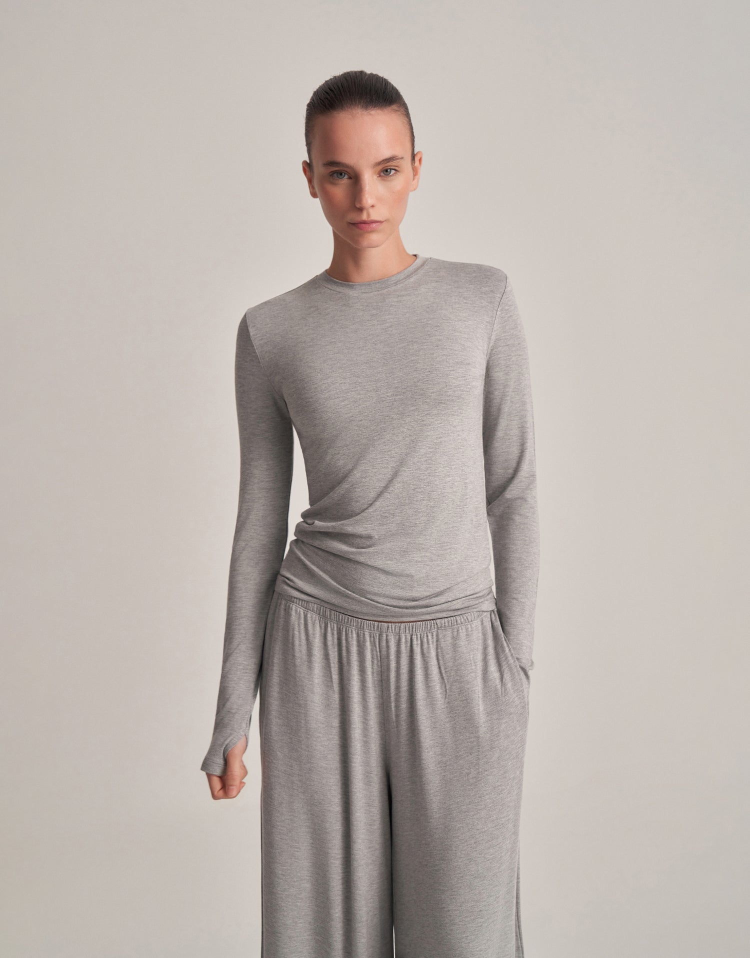 FIT FIT LONG SLEEVE T-SHIRT GRAY MELANGE