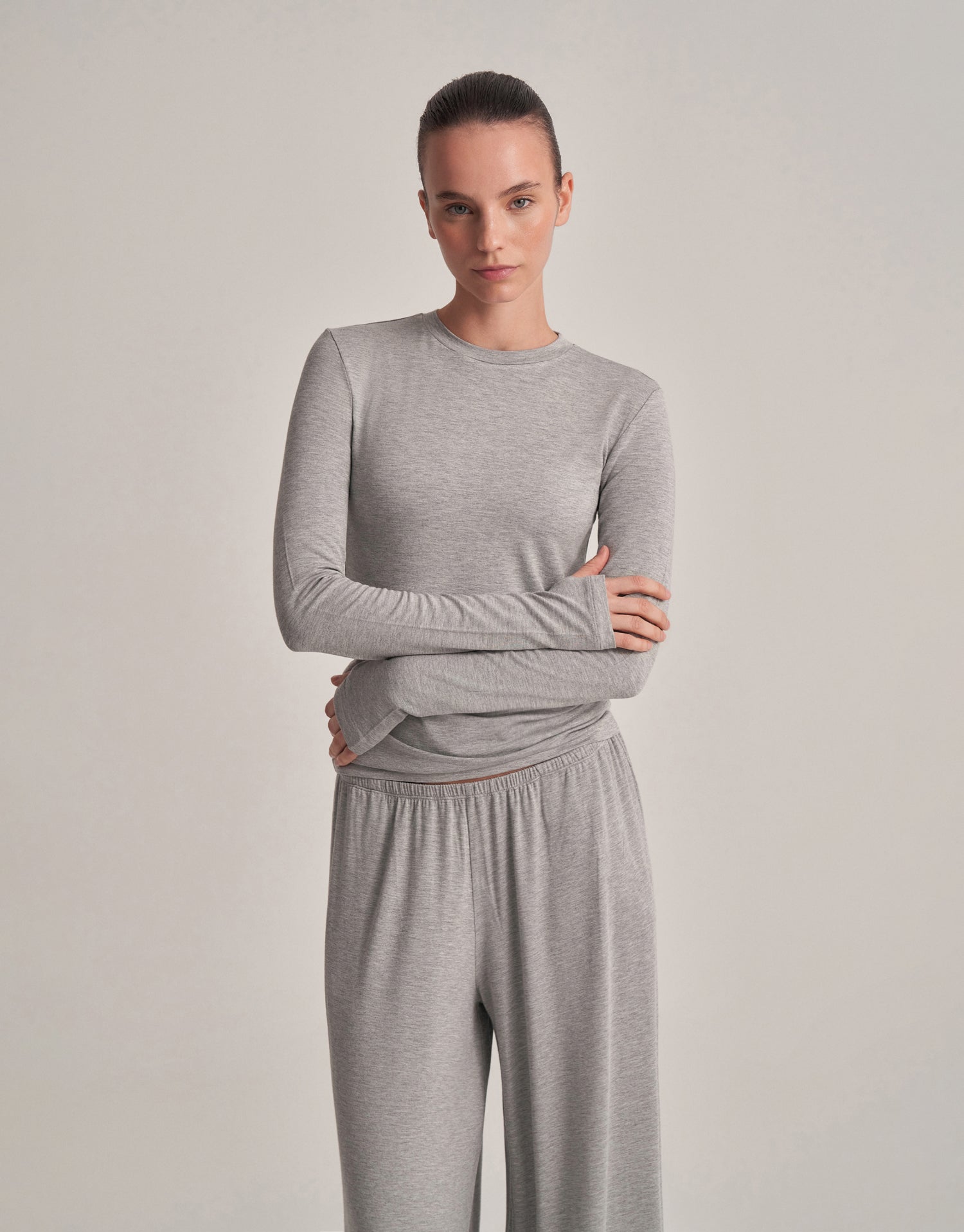 FIT FIT LONG SLEEVE T-SHIRT GRAY MELANGE