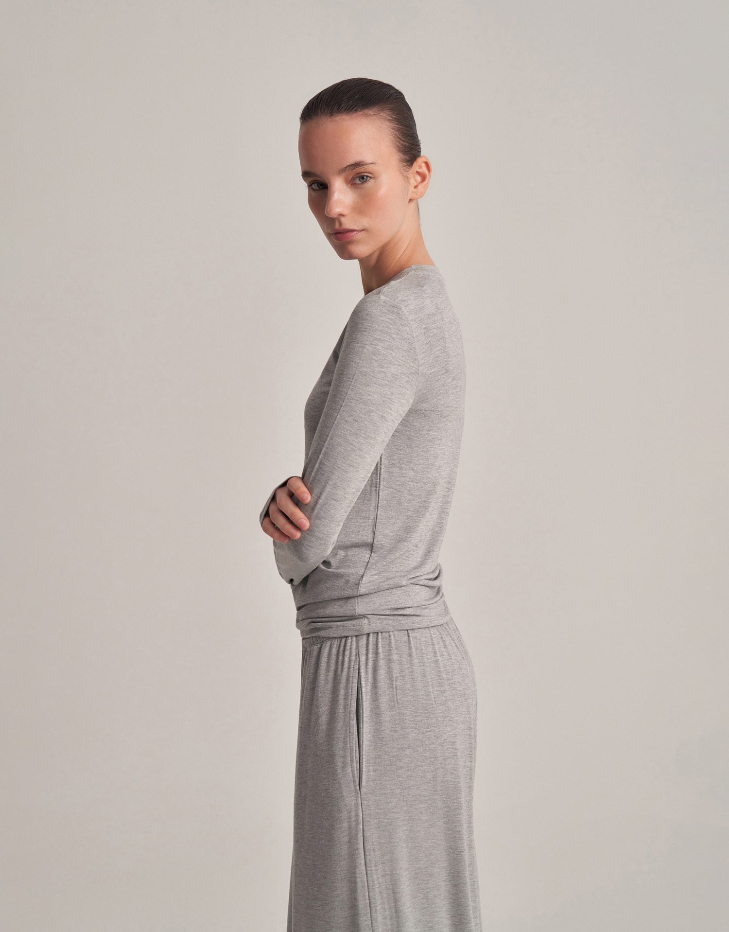 FIT FIT LONG SLEEVE T-SHIRT GRAY MELANGE