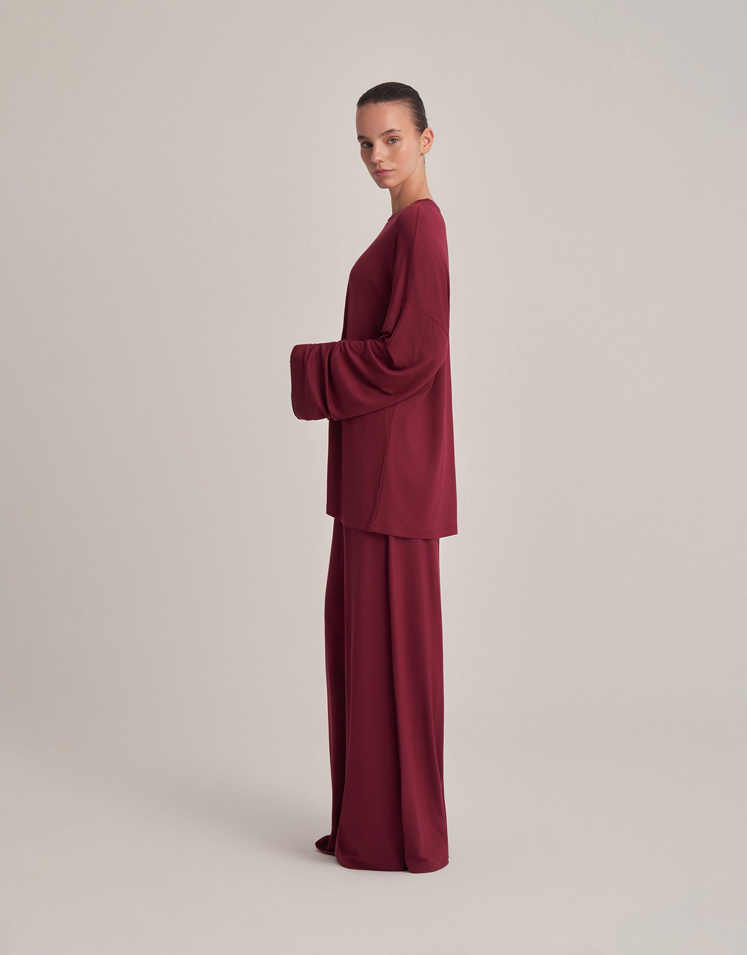 Relaxed fit blouse, burgundy.