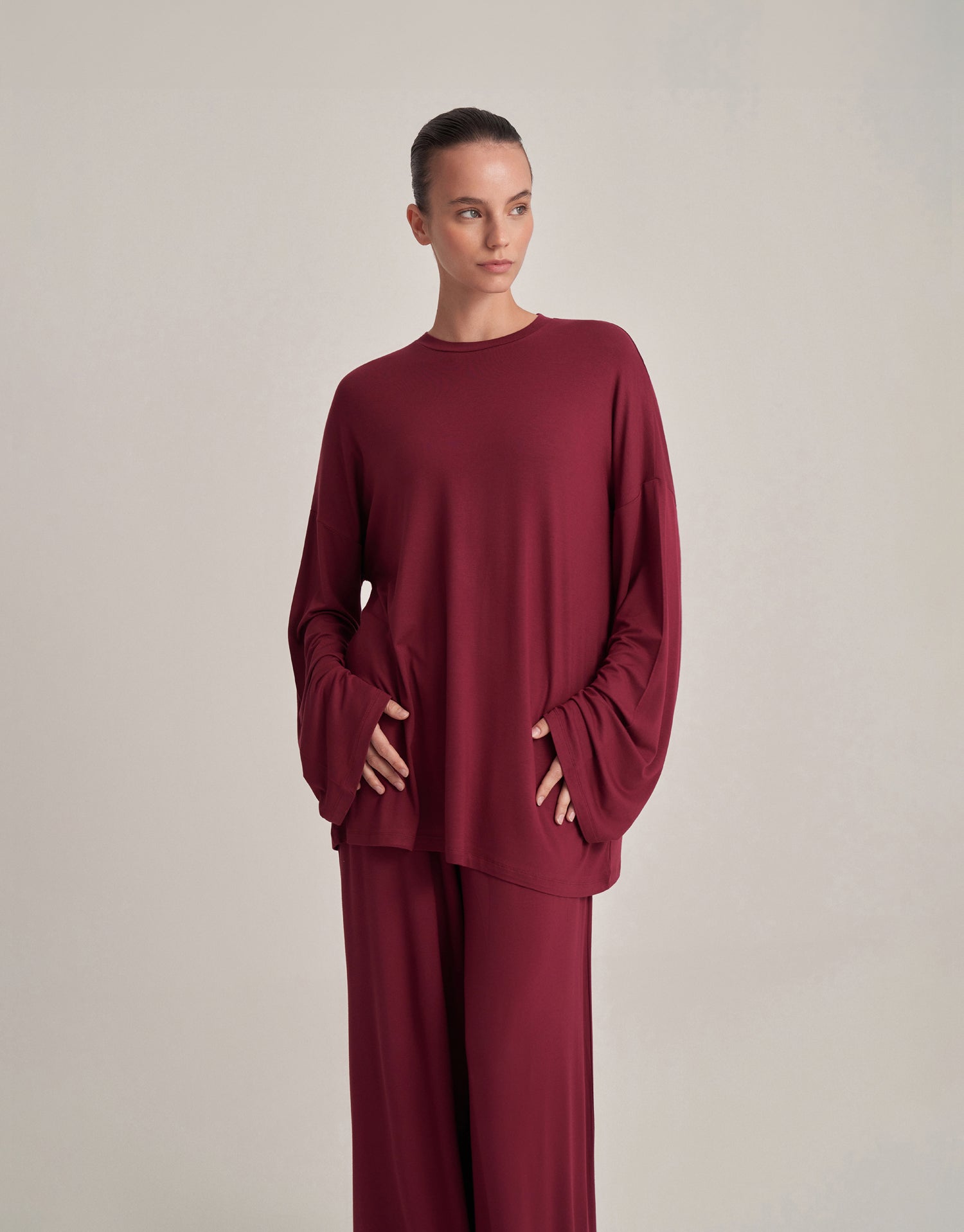 Relaxed fit blouse, burgundy.