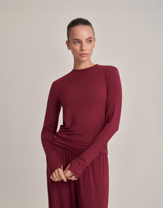 FIT KESIM UZUN KOLLU T-SHIRT MÜRDÜM