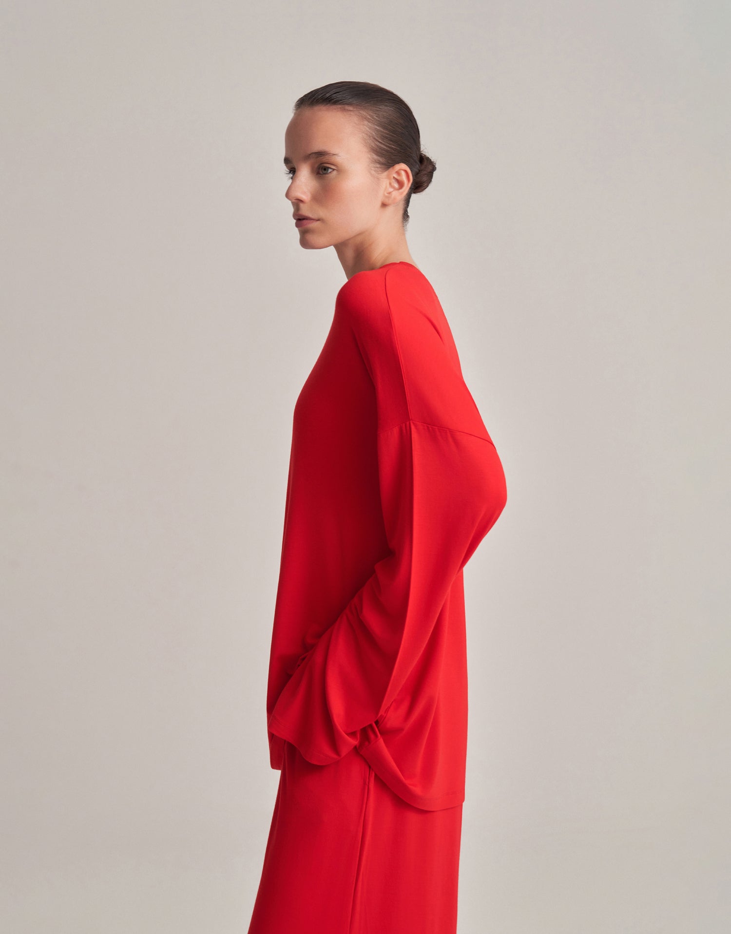 RELAXED FIT BLOUSE, RED.