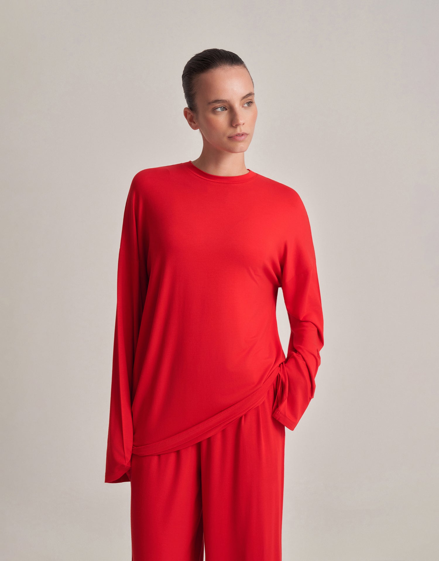 RELAXED FIT BLOUSE, RED.