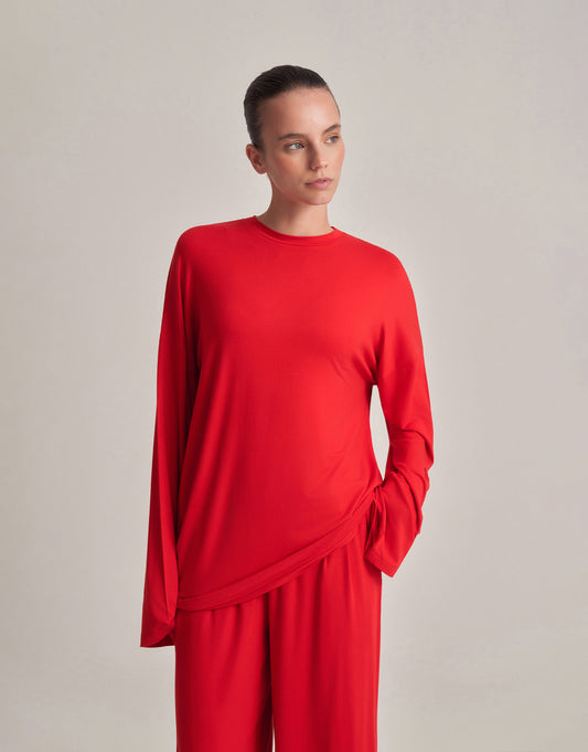 RELAXED FIT BLOUSE, RED.