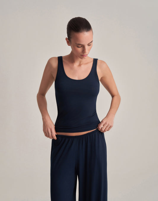 THICK-STRAP TANK TOP, NAVY BLUE
