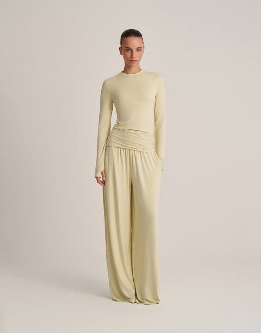 FIT KESIM UZUN KOLLU T-SHIRT LIME