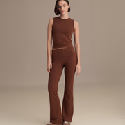 BELİ KATLAMALI İSPANYOL PANTOLON ÇİKOLATA KAHVE