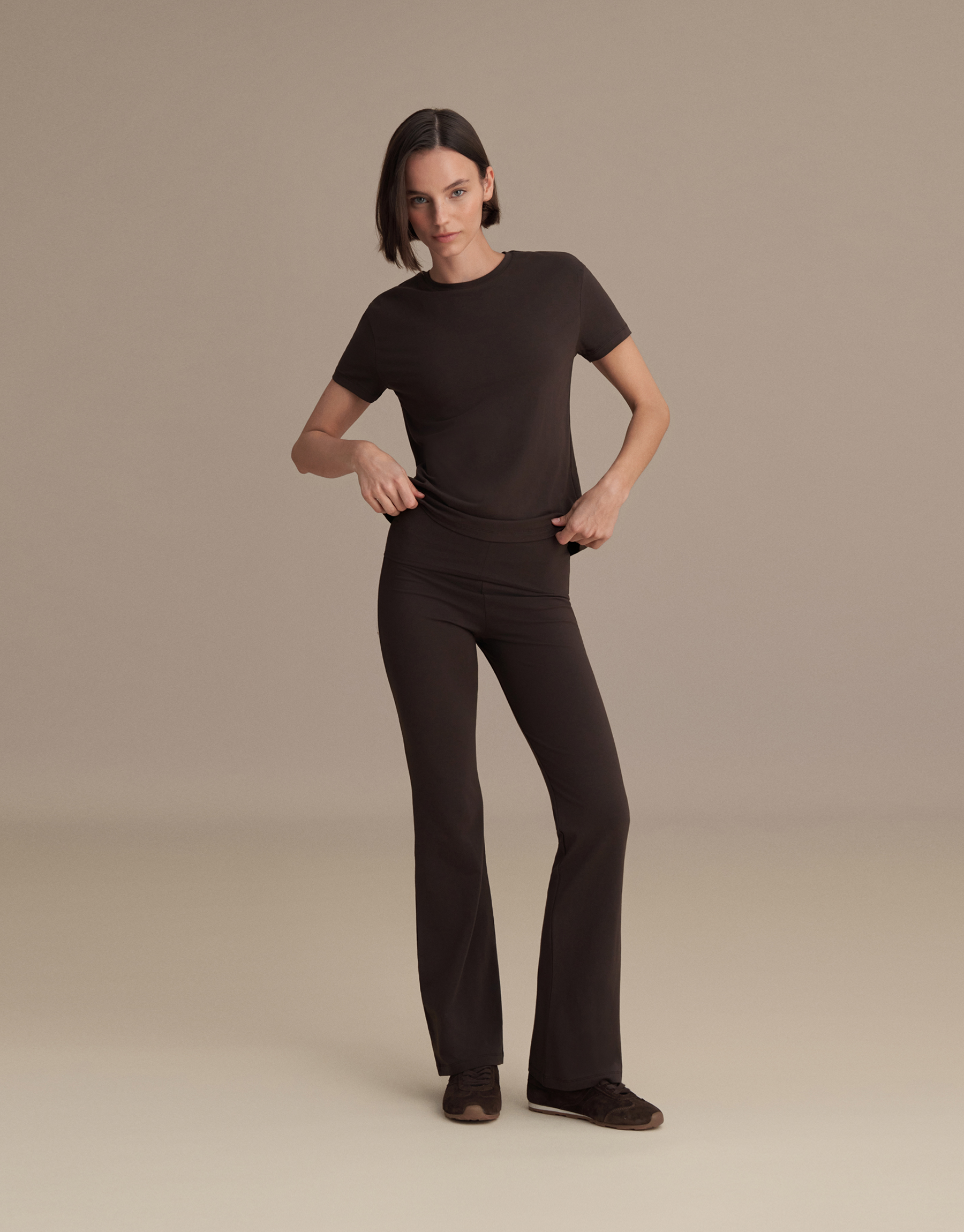 BELİ KATLAMALI İSPANYOL PANTOLON ACI KAHVE