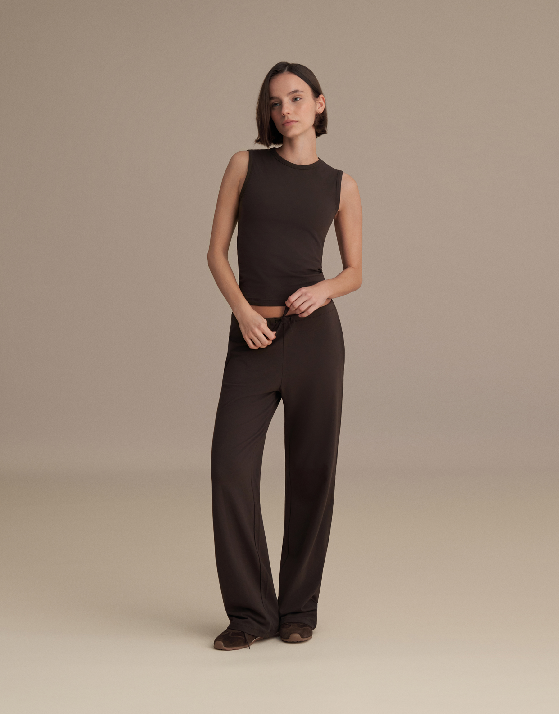 BELİ İPLİ LOUNGE PANTOLON ACI KAHVE