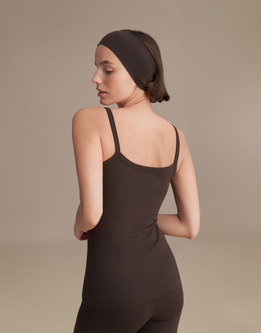 FIT, STRAPLESS TANK TOP, DARK BROWN