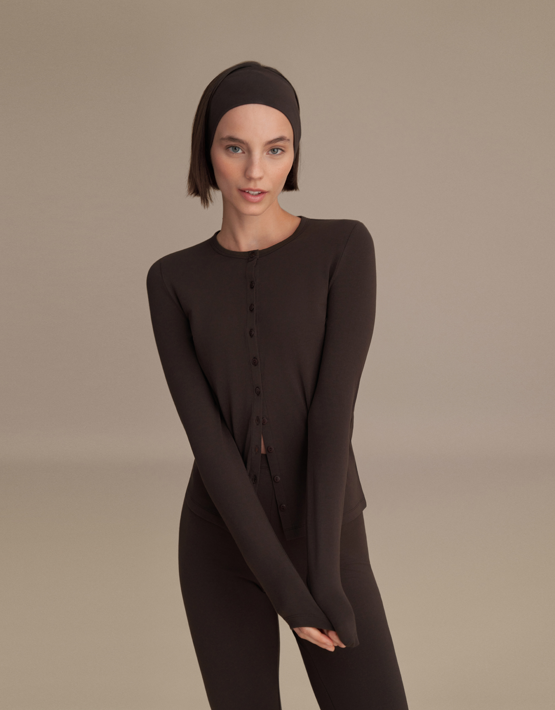 MİNİ DÜĞMELİ BLUZ ACI KAHVE