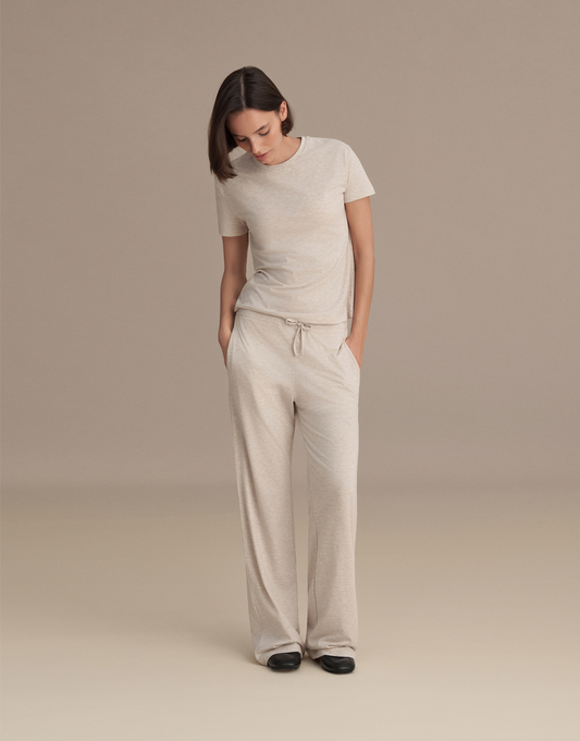 RING WAISTED LOUNGE PANTS ECRU MELANGE