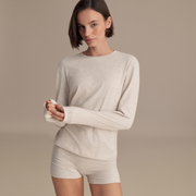 LONG SLEEVE BASIC T-SHIRT ECRU MELANGE