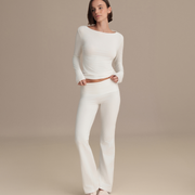 BELİ KATLAMALI İSPANYOL PANTOLON EKRU