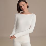 KAYIK YAKA UZUN KOLLU BLUZ EKRU