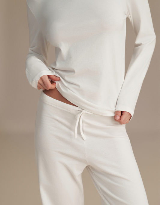 Drawstring Lounge Pants, Ecru