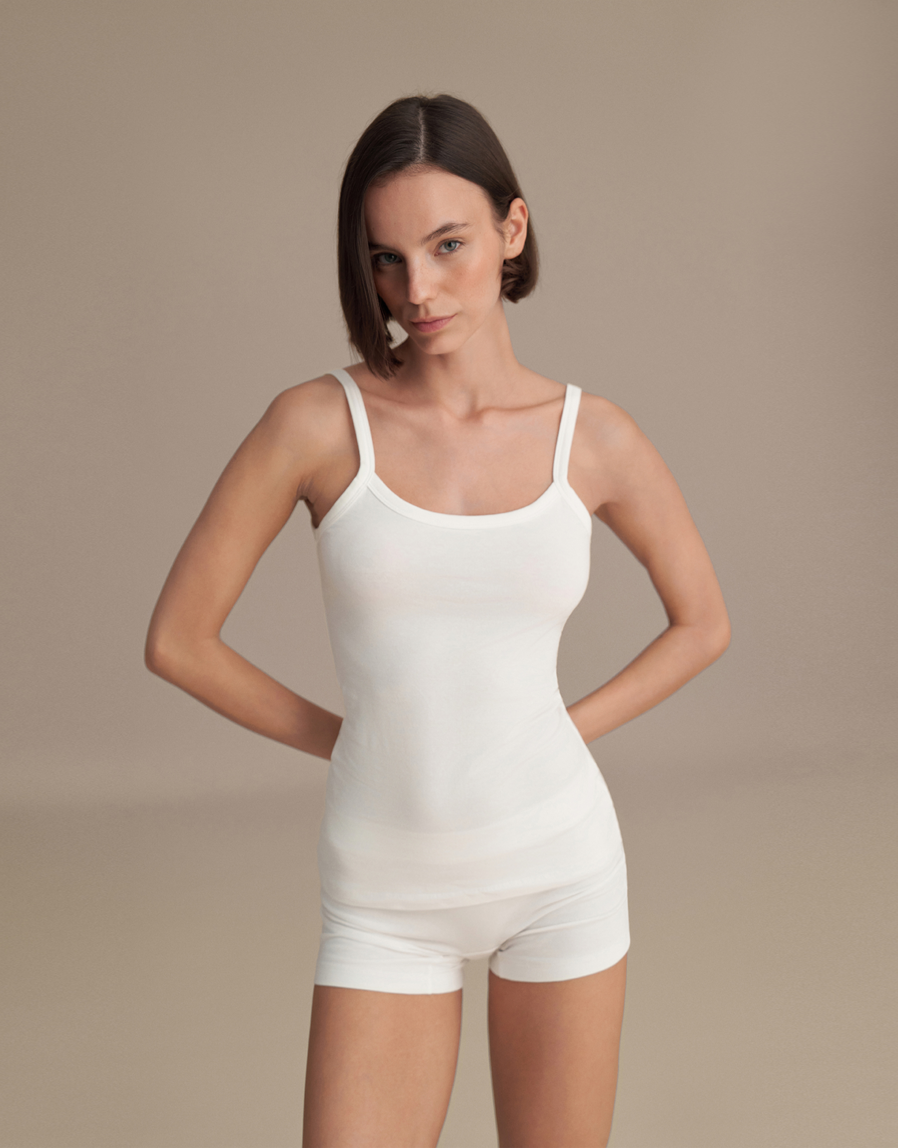 FIT, STRAPLESS TANK TOP, ECRU