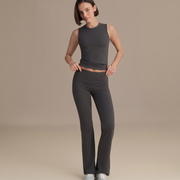 BELİ KATLAMALI İSPANYOL PANTOLON FÜME