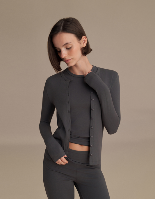 MİNİ DÜĞMELİ BLUZ FÜME