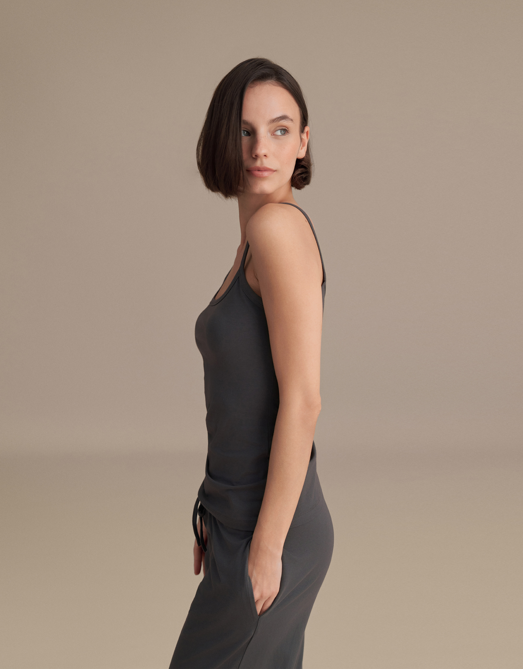 FİT FORMLU ASKILI ATLET ANTRASIT MELANJ