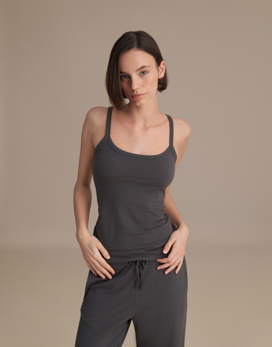 FİT FORMLU ASKILI ATLET FÜME