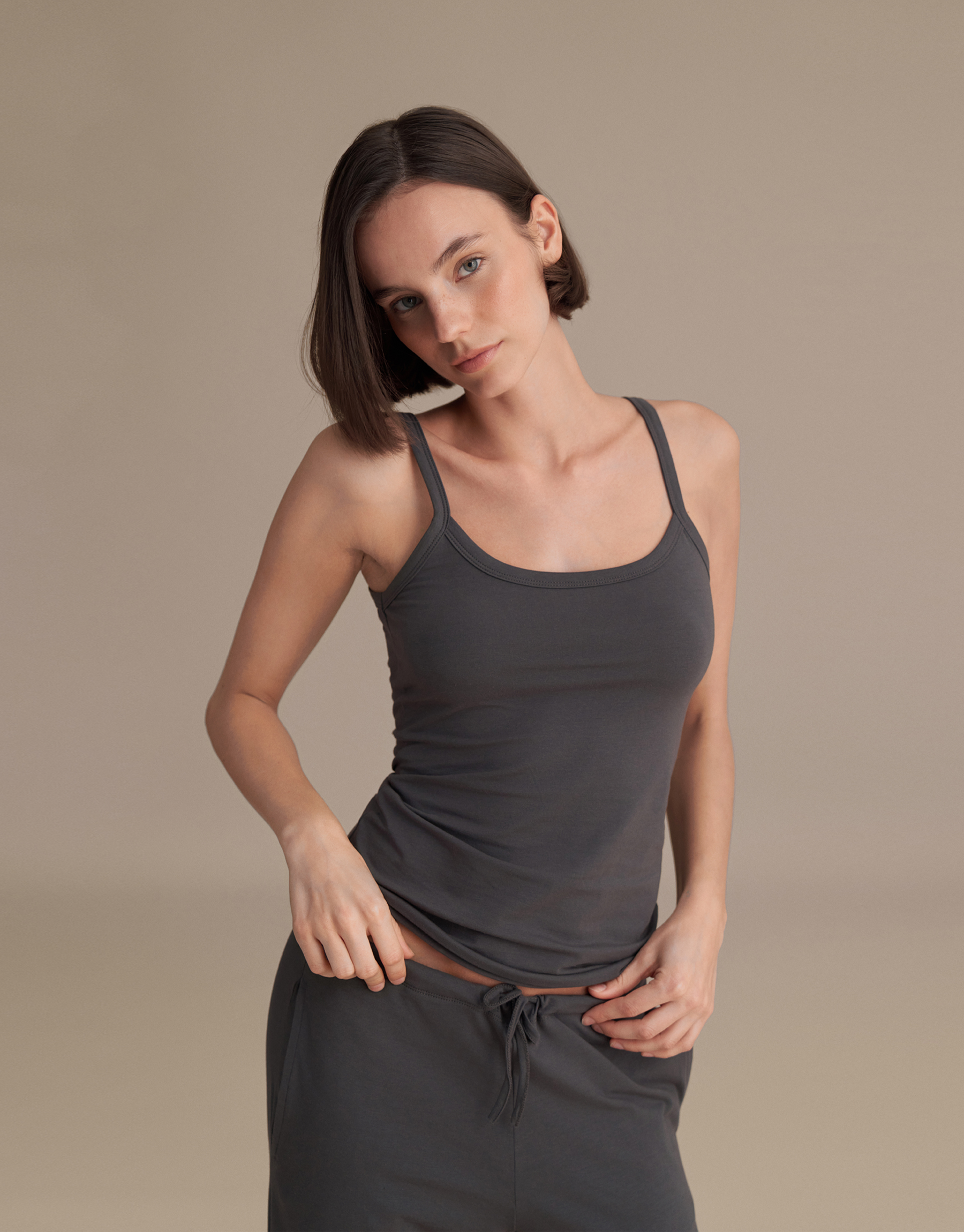 FİT FORMLU ASKILI ATLET ANTRASIT MELANJ