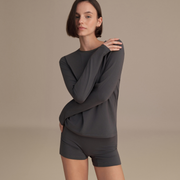 LONG-SLEEVED BASIC T-SHIRT, SMOKE GRAY