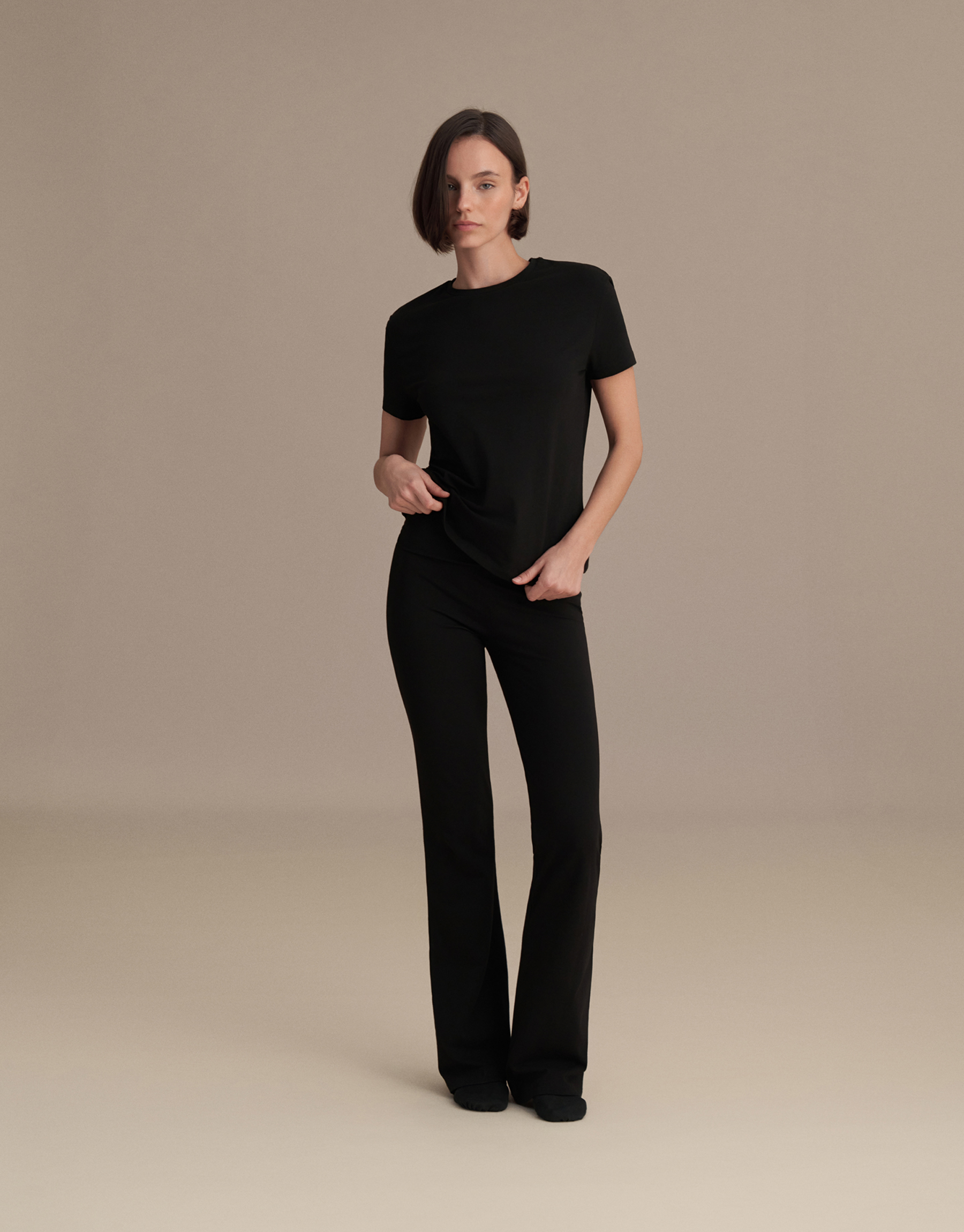 BELİ KATLAMALI İSPANYOL PANTOLON SİYAH