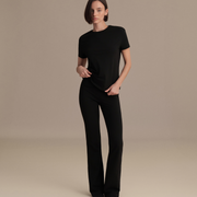 BELİ KATLAMALI İSPANYOL PANTOLON SİYAH