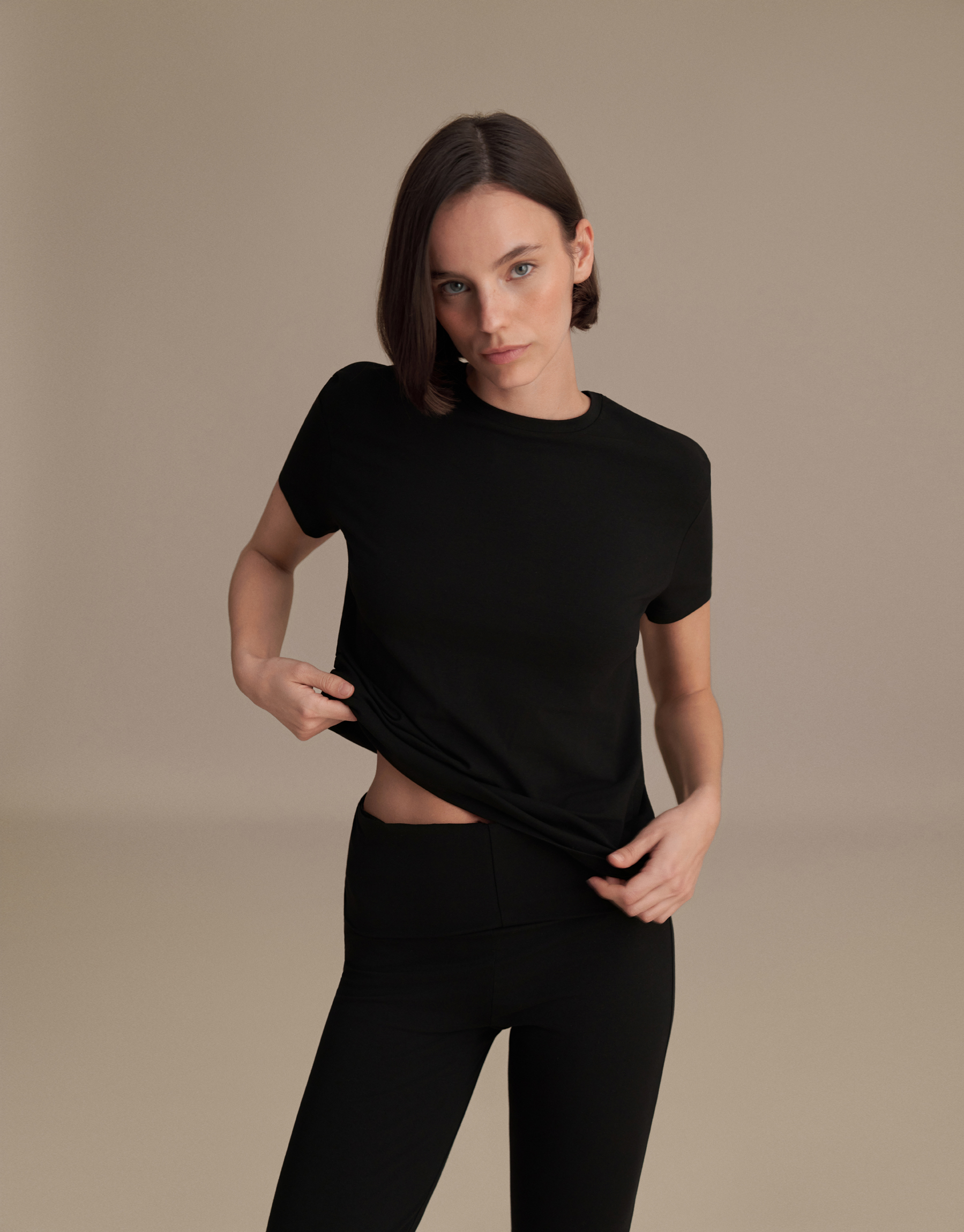 BLACK SPANISH TROUSERS WITH FOLD-UP WAISTBAND