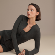 MİNİ DÜĞMELİ BLUZ ANTRASİT MELANJ