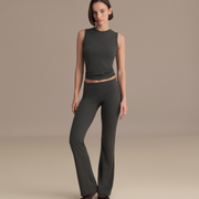 BELİ KATLAMALI İSPANYOL PANTOLON ANTRASİT MELANJ