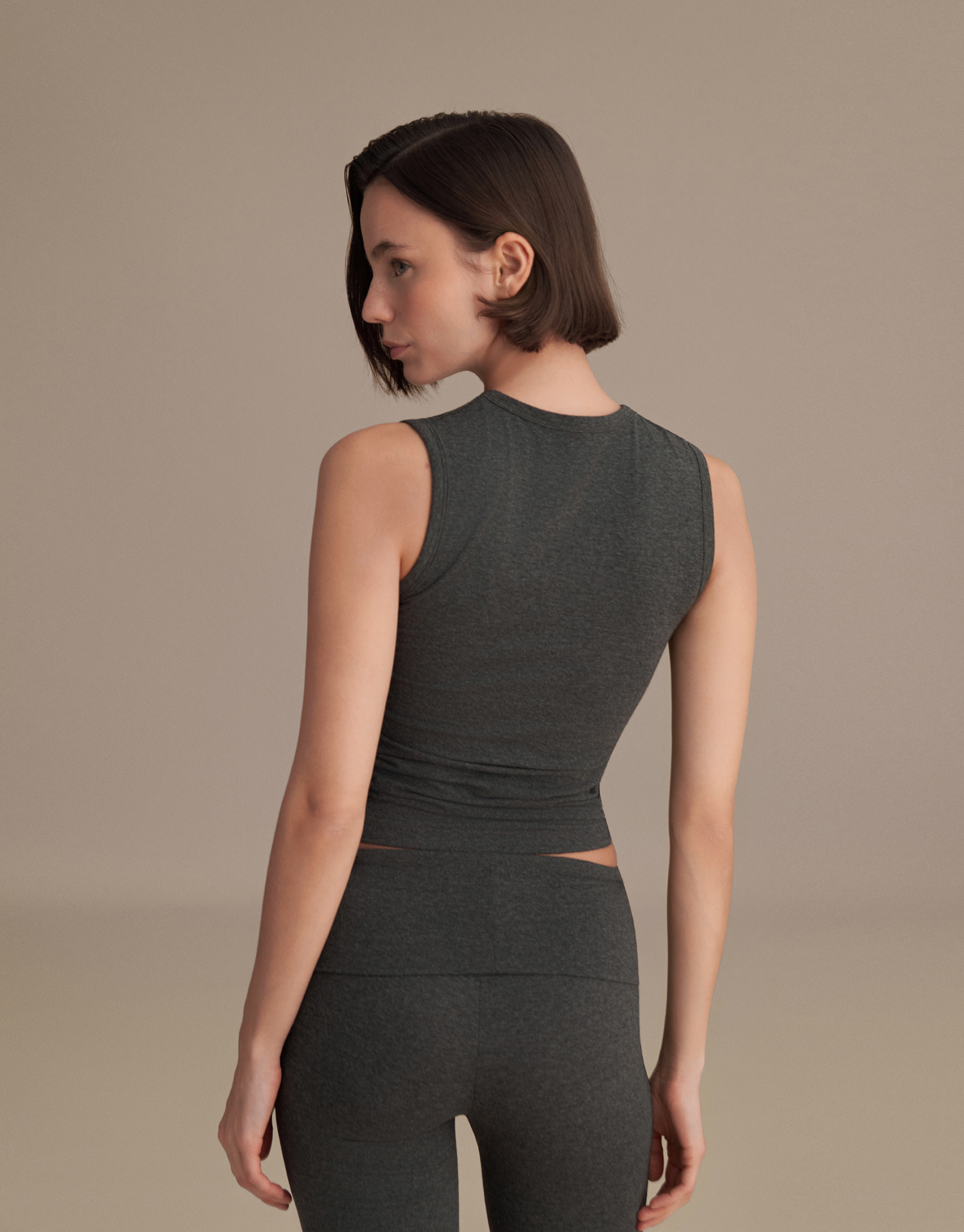 BELİ KATLAMALI İSPANYOL PANTOLON ANTRASİT MELANJ