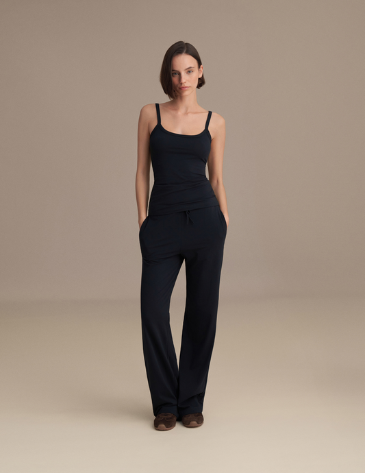 DRAWSTRING WAIST LOUNGE PANTS NAVY BLUE