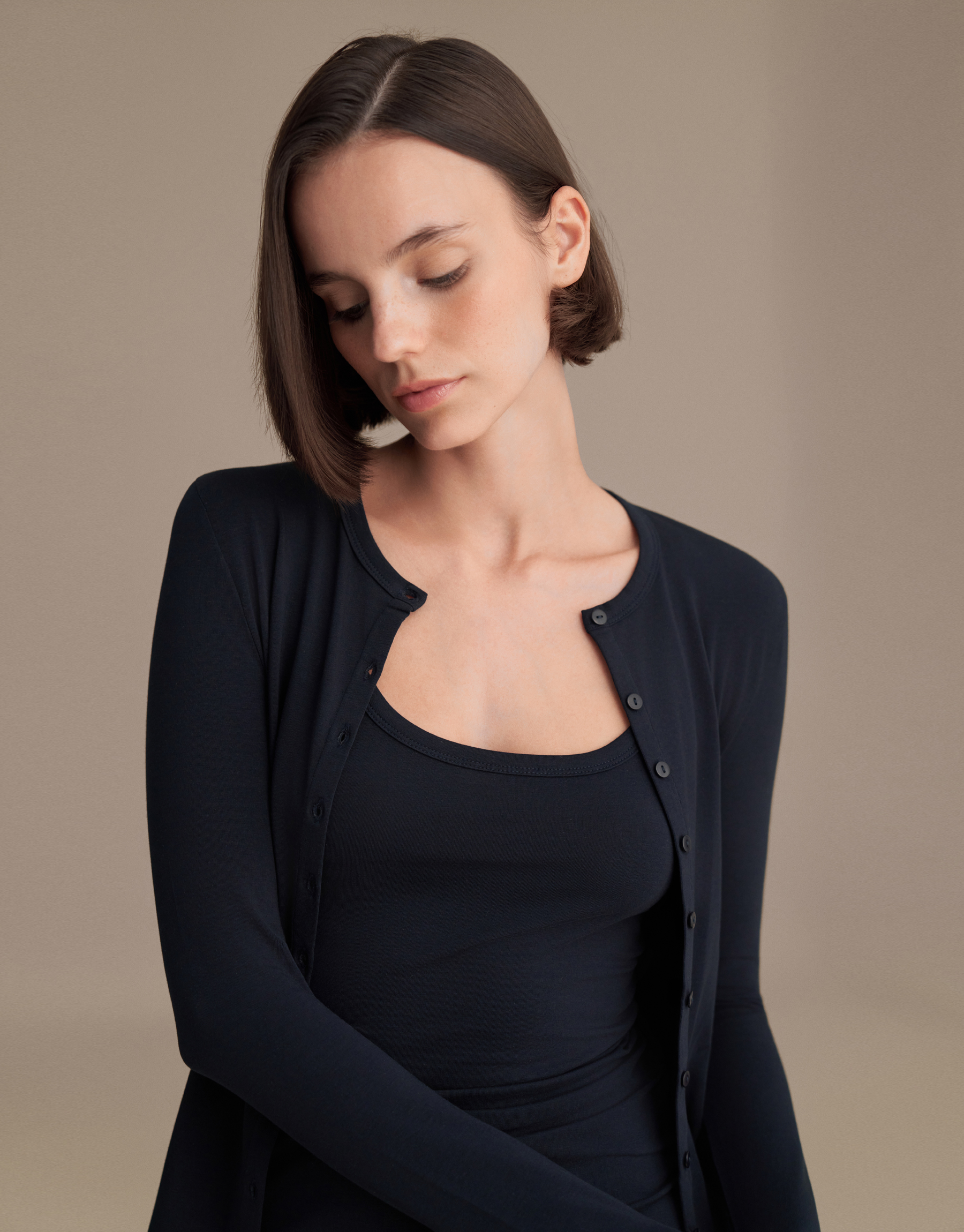 MİNİ DÜĞMELİ BLUZ LACİVERT