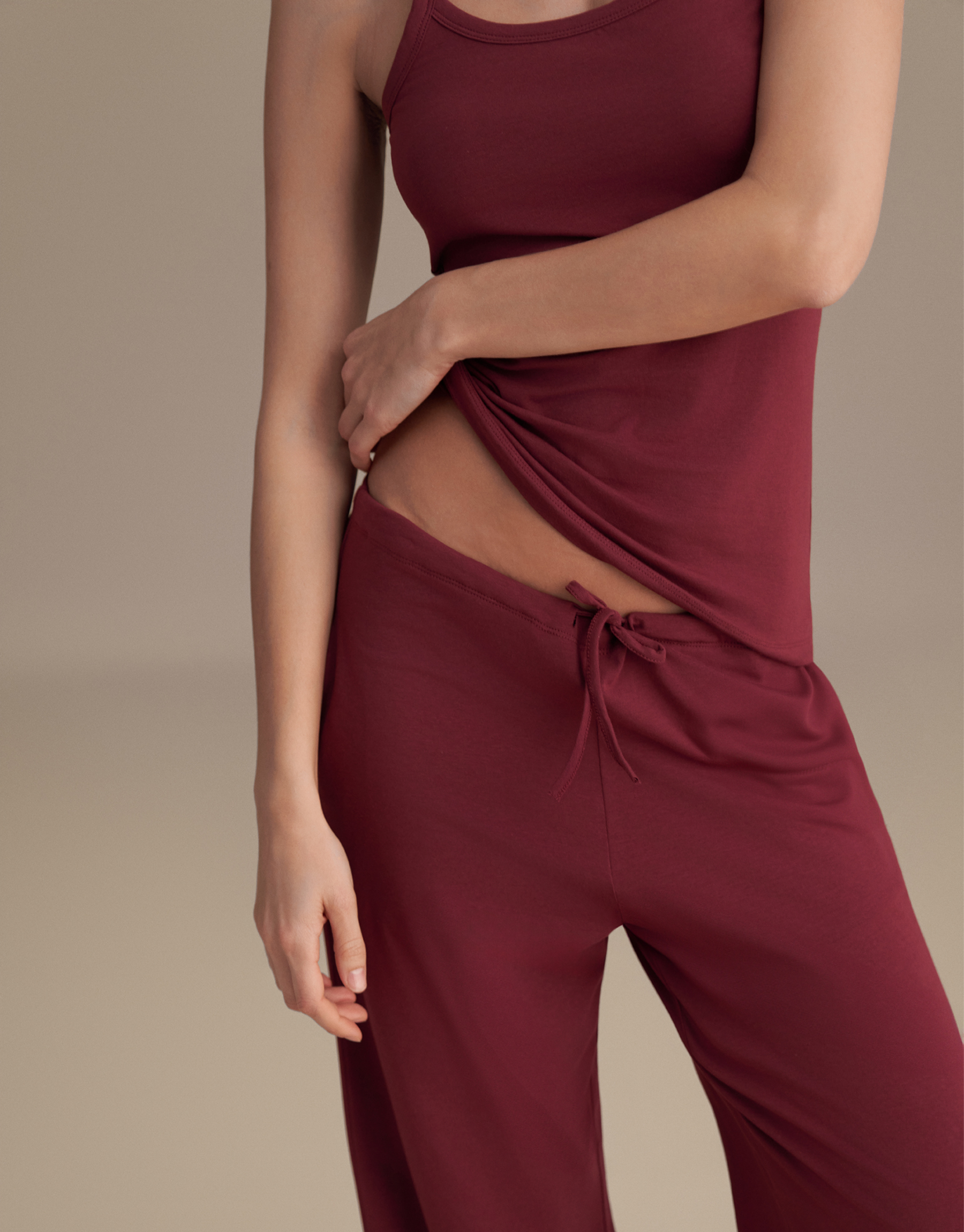 BELİ İPLİ LOUNGE PANTOLON BORDO