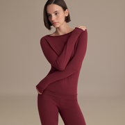 KAYIK YAKA UZUN KOLLU BLUZ BORDO