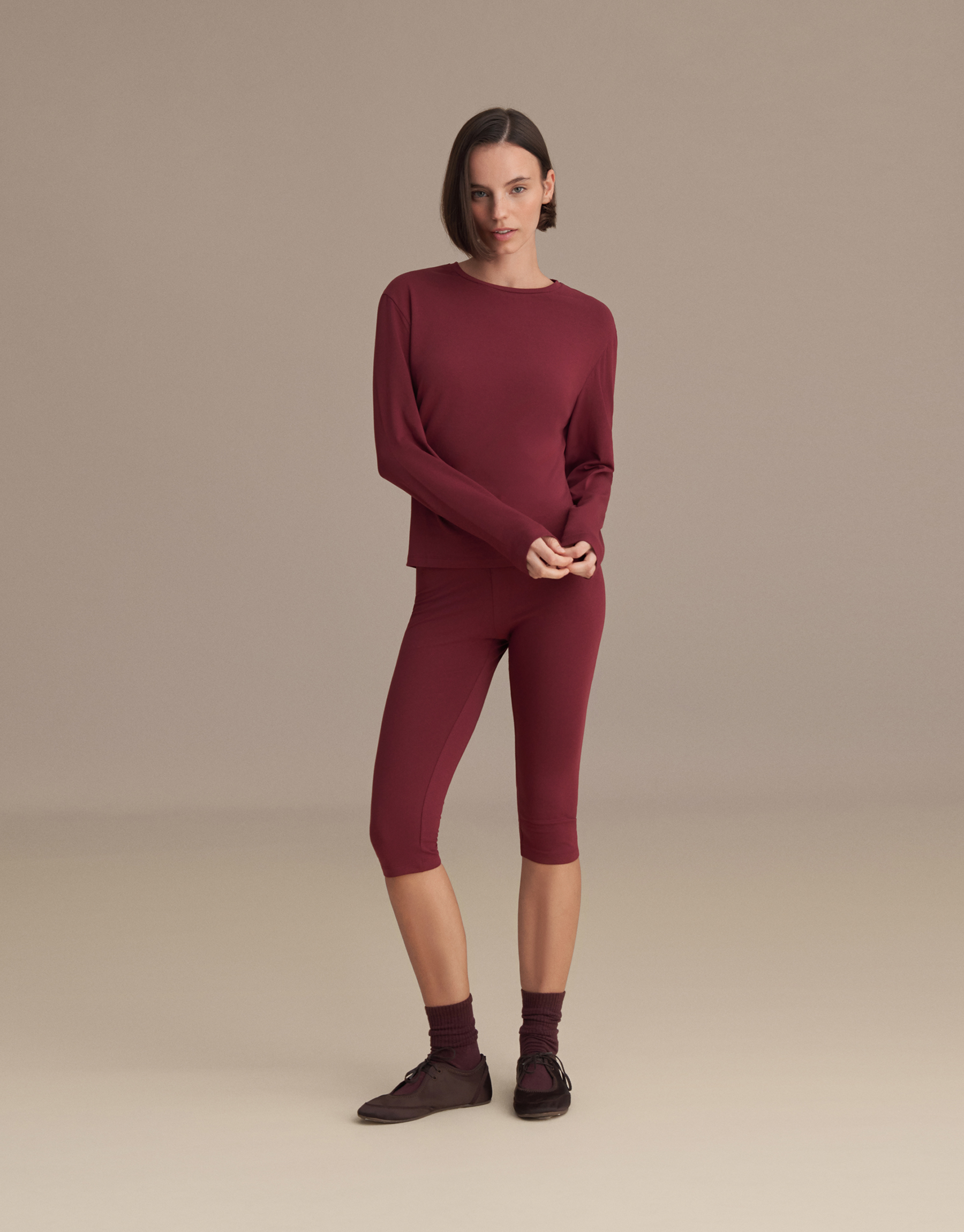 LONG SLEEVE BASIC T-SHIRT Claret Red